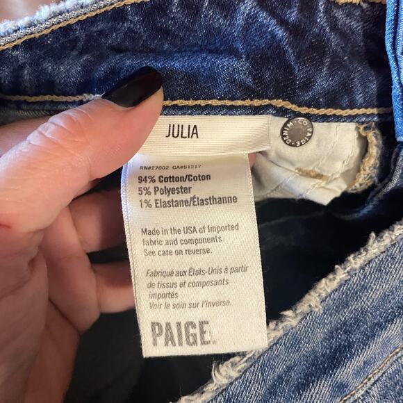 Paige Blue Fringe Side Panel Raw Hem Julia Skinny Ankle Denim Jeans Women Sz 24 - Picture 11 of 11